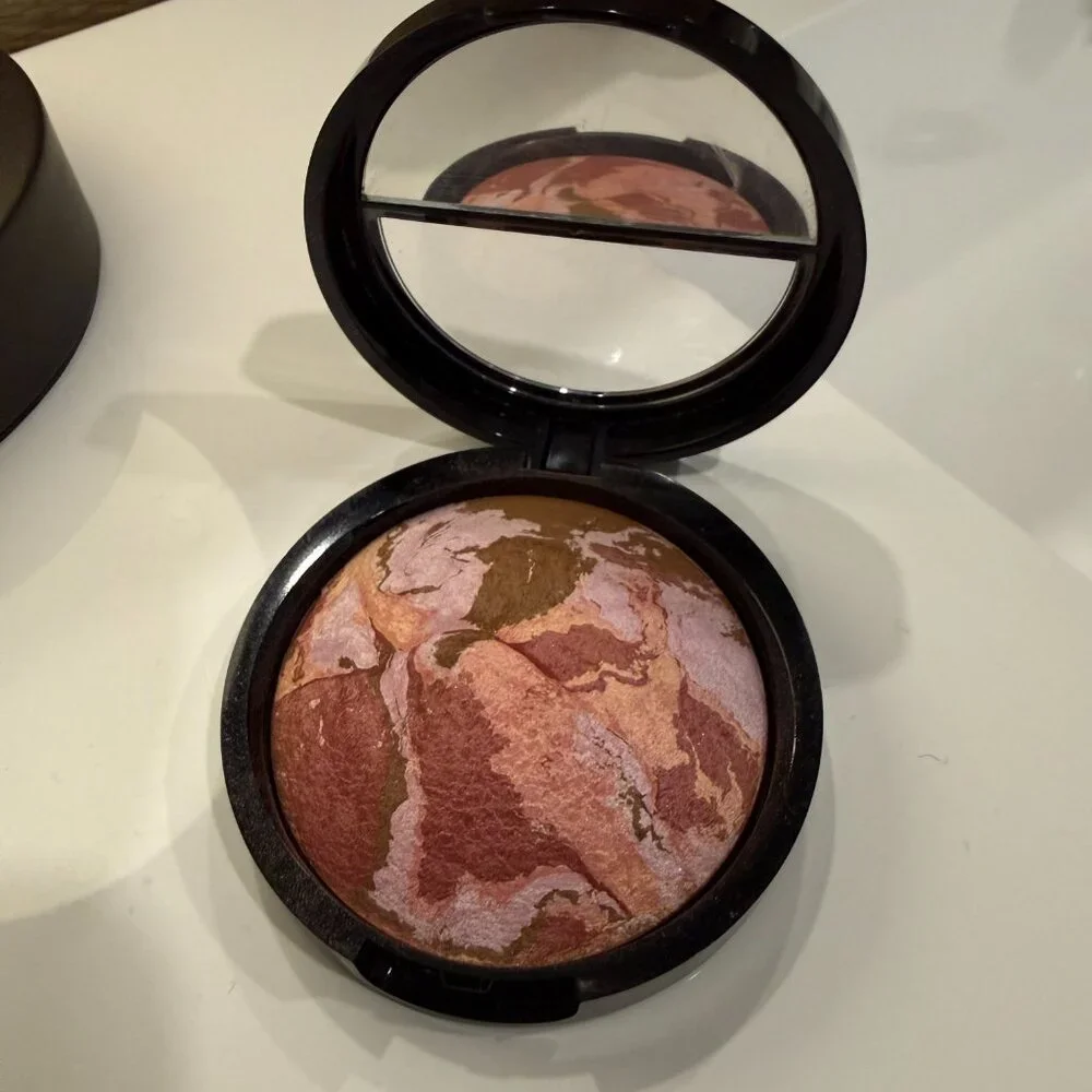 Laura Geller Baked Blush-N-Bronze Rose Bronze + Smart Pout Lipstick Brilliant NE